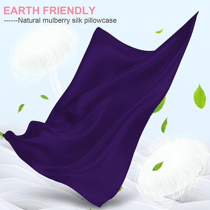 Mulberry Silk Pillow Cases 2 Pack Standard Size 20x26 Inches with Hidden Zipper, Ultra Smooth and Soft Breathable Cooling Silk Satin Pillowcase Set of 2, Better for Hair and Skin, Gifts for Women Men - Bloomnest