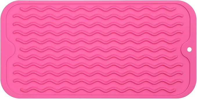 Silicone Dish Drying Mat for Multiple Usage,Easy clean,Eco-friendly,Heat-resistant Silicone Mat for Kitchen Counter or Sink,Refrigerator or Drawer Liner Rose S 12 inches x 6 inches - Bloomnest