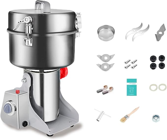 Swing Grain Mill 2500g, Electric Grain Mill, Stainless Steel Mill Grinder 4500W, High-speed Spice Herb Grinder, Commercial Superfine Machine, Dry Cereals Pulverizer 110V - Bloomnest