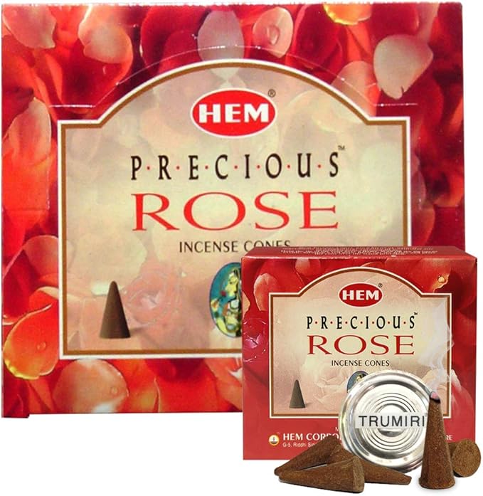 Precious Rose Incense Cones and Cone Incense Burner Bundle Insence Insense Hem Incense TRUMIRI