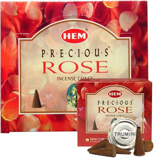Precious Rose Incense Cones and Cone Incense Burner Bundle Insence Insense Hem Incense TRUMIRI