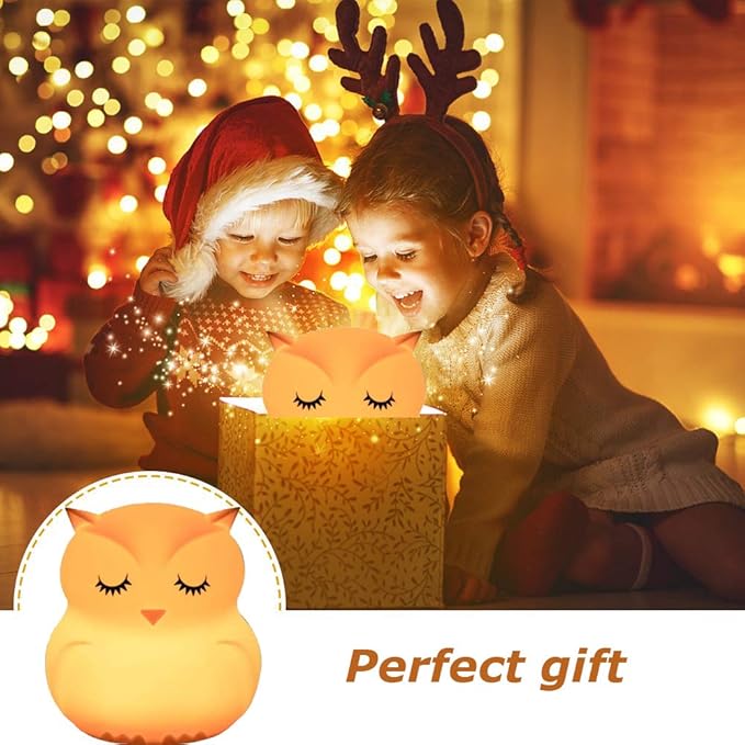 Large Owl Night Lights for Kids LED Nursery Lamp Children's Room Moon Bedside Lamp, Changeable Brightness & Color Child Table Night-Light, Lighting for Travel and Camping Child Gift - Large - Bloomnest