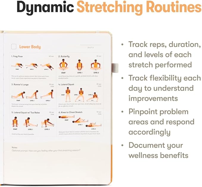 The Stretching Sidekick Journal by Habit Nest. Guided Stretching Routines to Keep You Flexible, Energized, and Live Comfortably. 66 Stretching Routines that only take 15-20 mins a day. Turn Motivation - Bloomnest