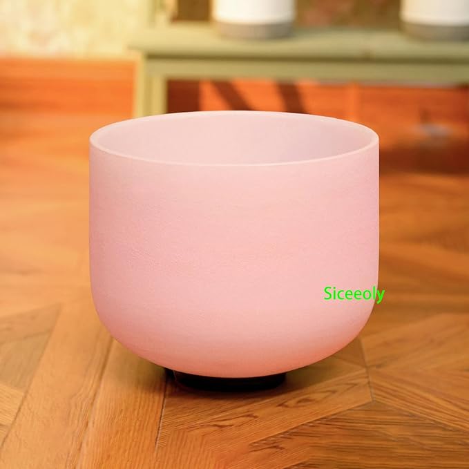 Set of 3 Pink Color Singing Bowls 8"G 10"E 12"C Frosted Chakra Quartz Sound Healing Crystal Singing Bowl with Travel Carry Case Bag Mallet Suede Striker O-ring - Bloomnest