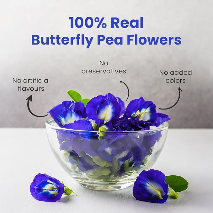 BLUE TEA - Butterfly Pea Flower Tea - 60 Count - Pyramid Plant Based Tea Bag | ANTIOXIDANT RICH | Caffeine Free - Flower Based - Herbal Tea - Chemical Free - Non Bitter | Zipper Pack - Bloomnest