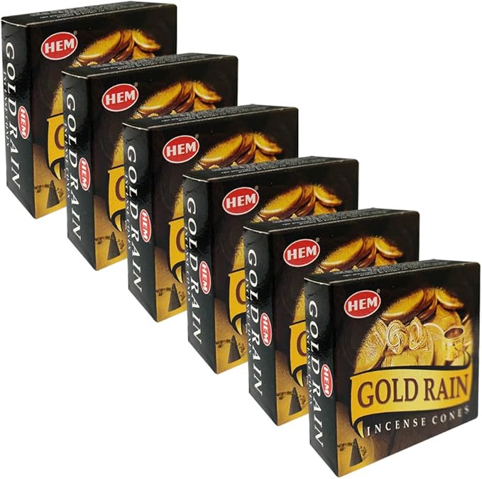 TRUMIRI Incense Cone Holder Bundle with Hem Gold Rain Incense Cones - Pack of 6 (Approx 60 Cones)