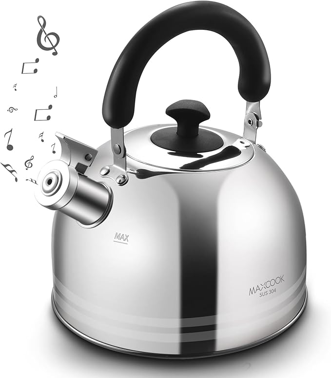 Tea Kettle, 5.7QT 6L Whistling Tea Kettle for Stove Top, 304 Stainless Steel Tea pot, Large Teapot for stovetop, Camping Kettle for Boiling Water (Mirror Polish) - Bloomnest
