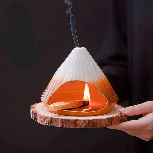 Handmade Ceramic Palo Santo Holder Burner & Sage Holder - Mini Tabletop Chiminea Burner Tray with Ash Catcher, Decorative Incense Holder for Spiritual Meditation & Yoga - Bloomnest