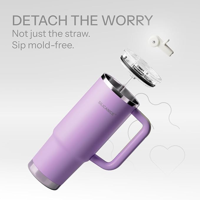Easy Clean Pro Tumbler - 30 oz Water Bottle with Handle & Quick-Disassemble Flip Straw, Leak Resitance,Double Wall Insulated Stainless Steel, Dishwasher Safe, BPA-Free,Gifts for Women & Men - Bloomnest