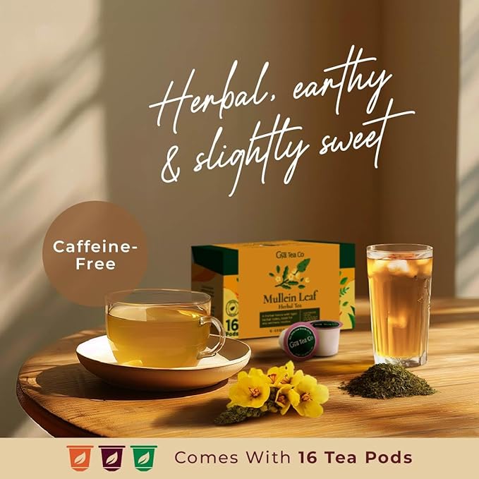 Gya Tea Co Mullein Leaf Herbal Tea Pod (16 Count)- Decaf Wellness Tea for Body Comfort & Relaxing - Bloomnest