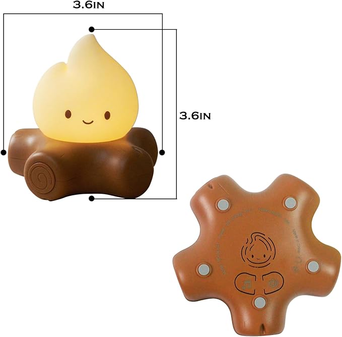 Cute Fake Campfire Lamp with White Noise, 5 Soothing Sounds & Flickering Flame Light, Rechargeable Portable Night Light for Sleep, Relaxation, Camping Decor & Gifts (White Noise Version) - Bloomnest