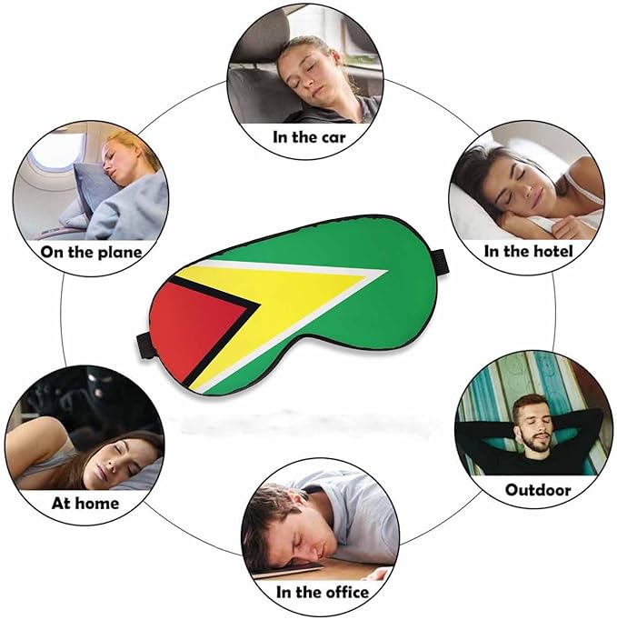 Guyana Flag Sleep Eye Mask Guyana State National Symbol Men Women Sleep Mask with Adjustable Strap Eye Cover Eye Shade for Travel, Nap,Meditation - Bloomnest