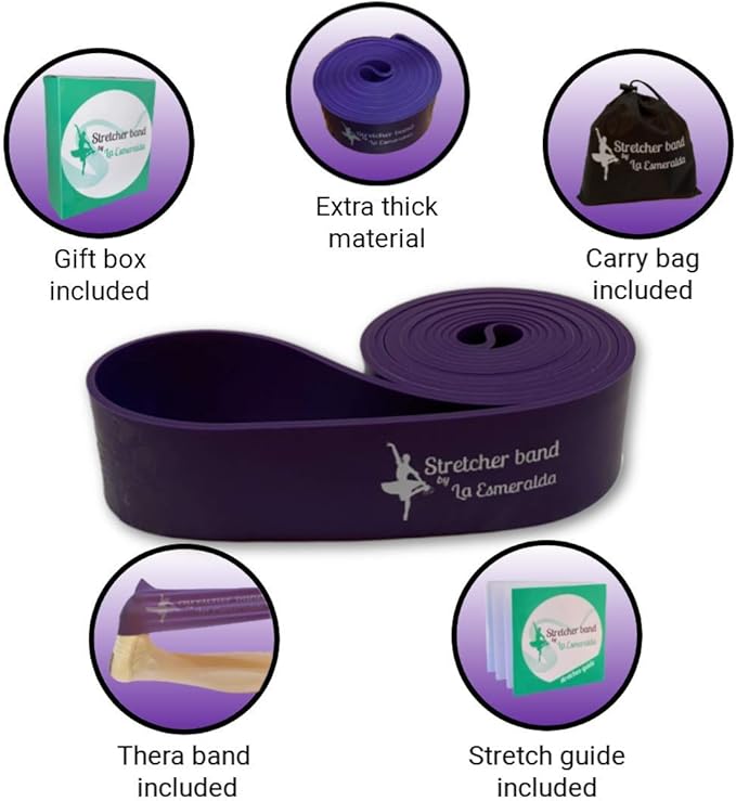 La Esmeralda Stretch Bands Set of 2 for Ballet, Dancers, Gymnastics .Resistance Bands to Improve Flexibility, Splitting and Strenght. 3 Colors, Gift Box, Instruction Booklet, Carry Bag Including. - Bloomnest