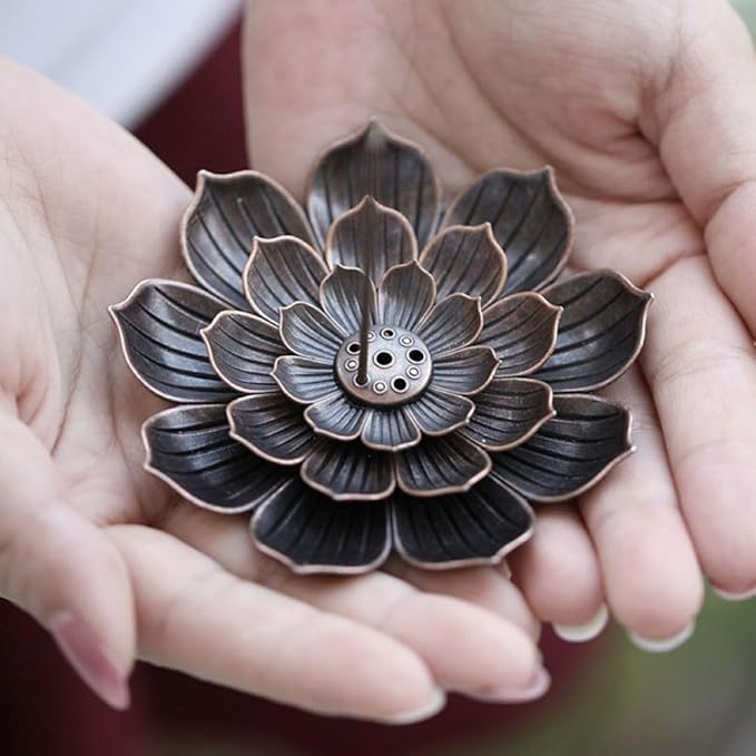 4PCS Lotus Brass Stick Incense Burner Holder,Sandalwood Burner, Stick Censer Household Yoga Studios Buddhism Nasturtium Incense Line Holder - Bloomnest