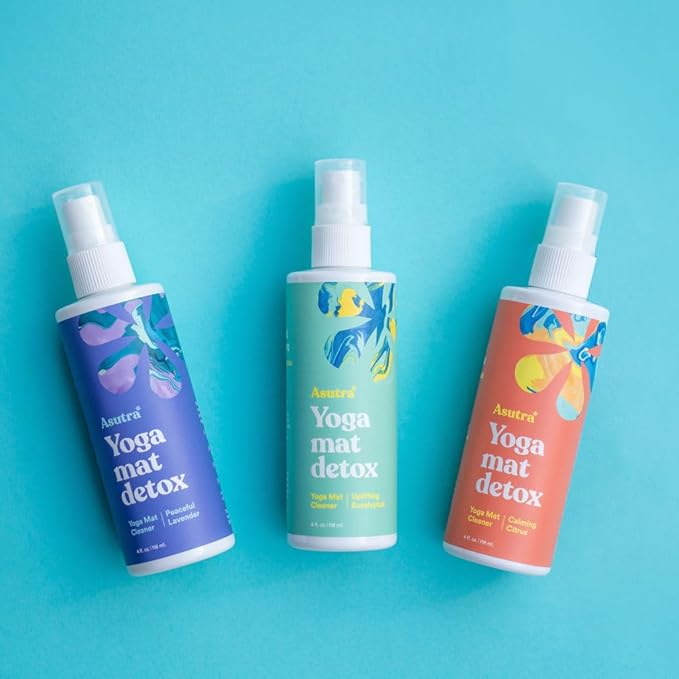 ASUTRA Yoga Mat Cleaner Spray (Peaceful Lavender), 4 fl oz - No Slippery Residue, Organic Essential Oils, Deep-Cleansing for Fitness Gear & Gym Equipment, Microfiber Towel Included - Bloomnest