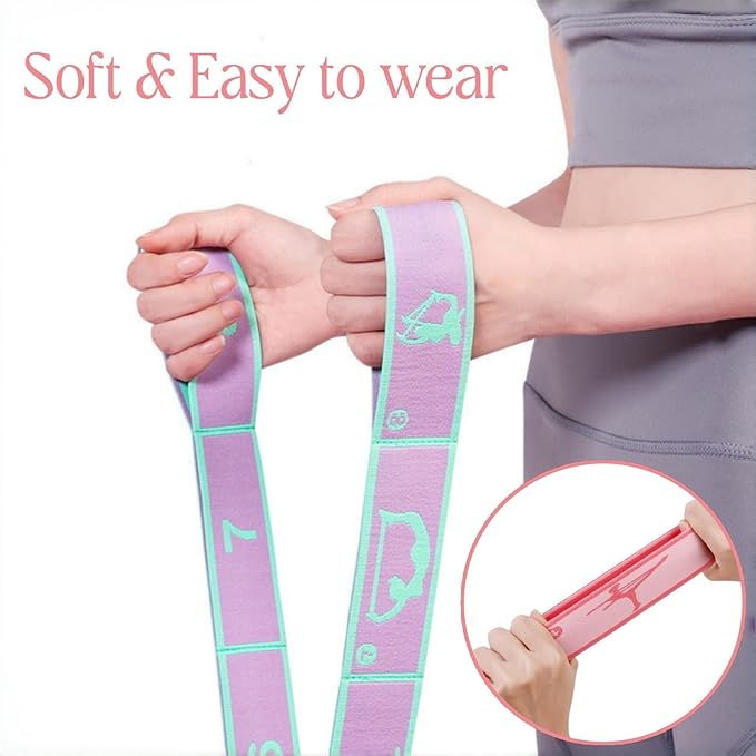Multi-Loop Stretch Band - Yoga, Pilates, Ballet, and Physical Therapy Stretching Strap for Flexibility, Leg Stretching, and Exercise - Durable Stretching Equipment for Dance and Fitness - Bloomnest