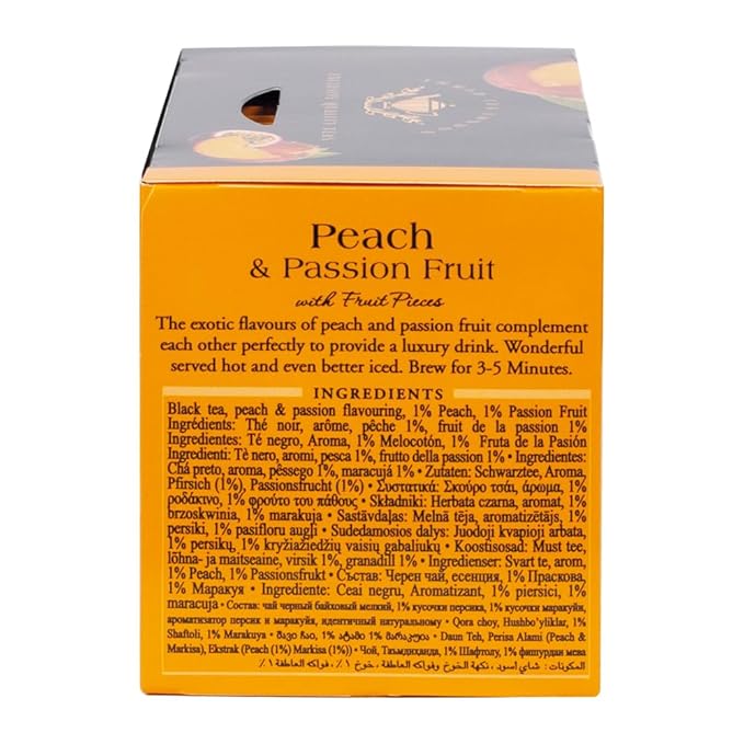 Ahmad Tea Black Tea, Peach And Passion Fruit Teabags, 20 ct (Pack Of 6) - Caffeinated And Sugar-Free - Bloomnest