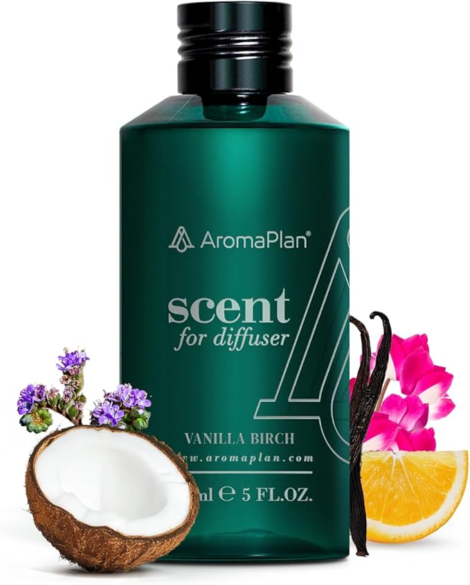 AromaPlan Hotel Scents Vanilla Birch 5 Fl Oz (148ml), Home Luxury Aroma & Hotel Fragrance Diffuser Oil- Hotel Diffuser Oil for Aromatherapy- USA Made, Bigger Bottle, Bolder Aroma & Longer Lasting - Bloomnest