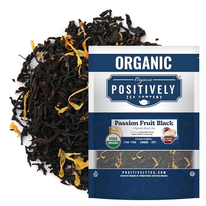 Organic Positively Tea Company, Passion Fruit Black Tea, Loose Leaf, 16 Ounce - Bloomnest