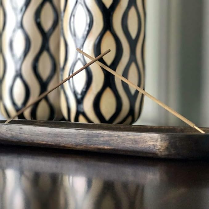 Wood Double Incense Sticks Holder Burner - Large Ash Catcher Handmade Home Decor - Bloomnest