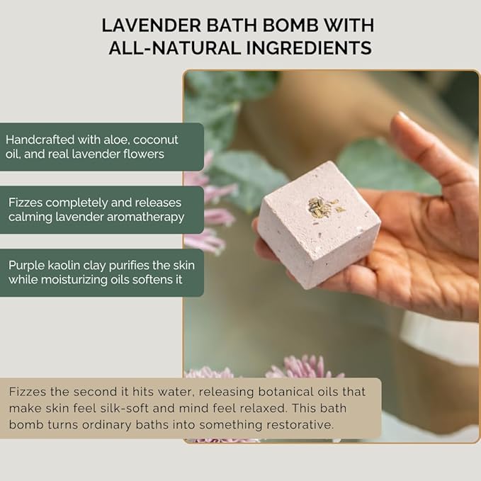 Relaxing Bath Gifts for Mom | Wind-Down Ritual with Lavender Candle, Bath Bomb, Soak, Body Butter, Oatmeal Soap Bar - Mom Birthday Gifts for Women, Self Care Package, Mother's Day Gifts - Bloomnest