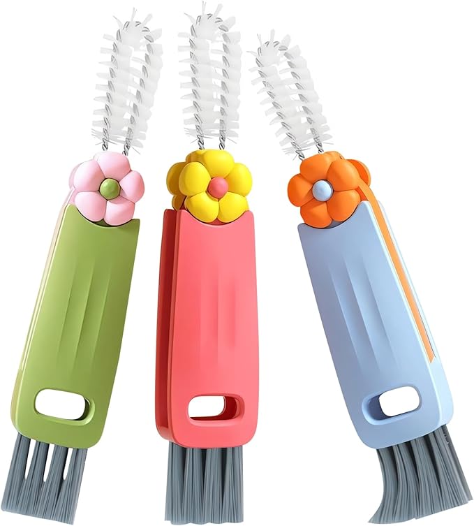 3 in 1 Cup Lid Cleaning Brush, Portable Cup Cleaner Brush, 2024 New Water Bottle Cleaner Brush, 3 in 1 Multifunctional Cleaning Brush for Home Kitchen Cleaning Tools（3PCS） NONENDU