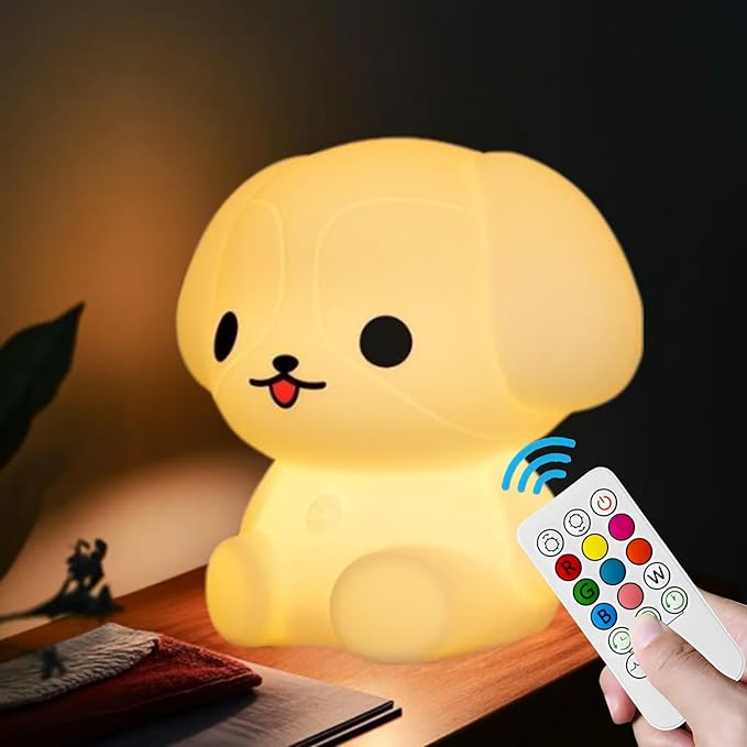 Night Light for Kids, Cute Dog Lamp Touch Nightlights Mood Light LED Soft Light with 9 Colors Changing Gift for Girls Kids, Boys, Elder, Women Bedroom, Bedsides Room Decor - Medium - Bloomnest