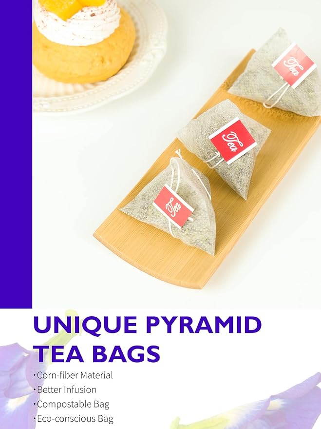 TeeLux Butterfly Pea Flower Tea Bags - Premium Dried Butterfly Pea Flower for Blue & Purple Drinks and Food Coloring, 30 Tea Bags - Bloomnest