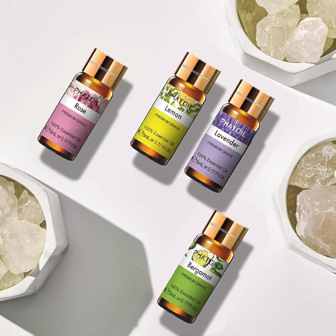 PHATOIL Essential Oils Gift Set 15 x 5ml, Pure Essential Oil Aromatherapy Oil for Skin Care, Hair Care, Bath, Ideal for Humidifier, Diffuser, Relax - Bloomnest