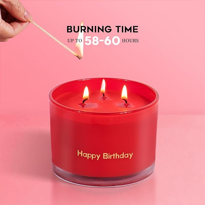 KONNI Red Rose Scented Candles Home 3 Wick Soy Candles, 12.35oz Luxury Relaxing Aromatherapy Candle for Women Men, 50 Hours Long Lasting Clean Burning Jar Candle, Romantic Lover Birthday Gift - Bloomnest