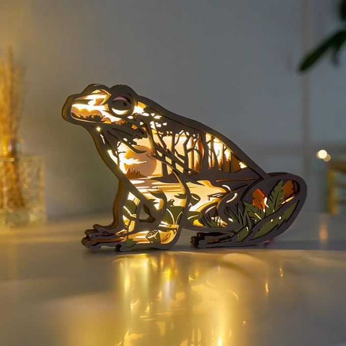 3D Wooden Animal Carving LED Night Light, Wood Carving Light, Modern Home Decoration, Decorative Tables, Cabinets, Living Rooms, Bedrooms, Offices, Farmhouses, Bookshelves, Perfect Holiday Gifts - Bloomnest