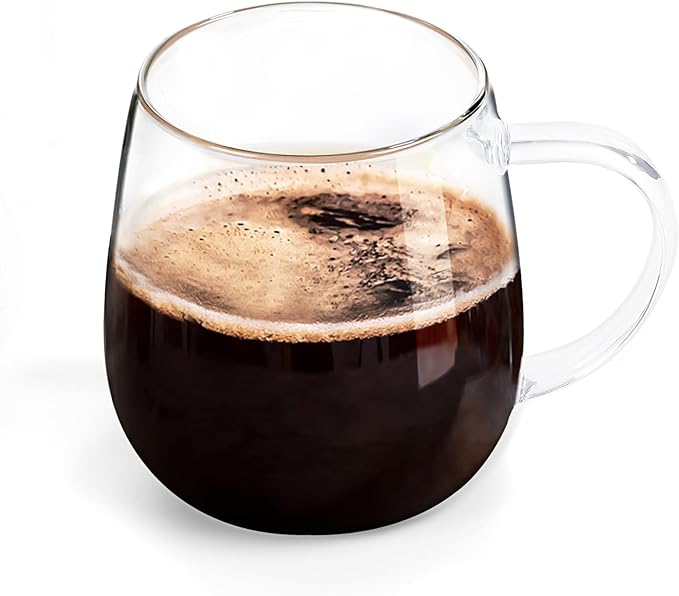 Clear Glass Mug With Handle, 16 oz, High Borosilicate Large Coffee Mug for Drinking or as a Gift - Bloomnest