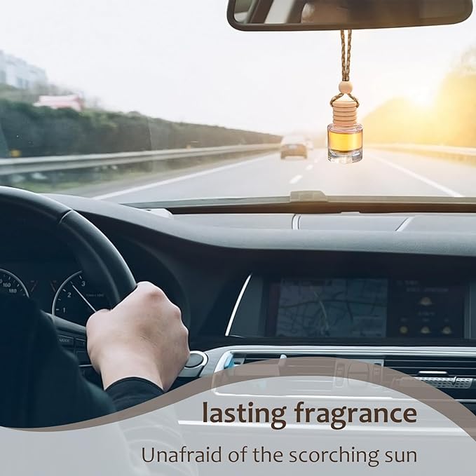 Hanging Car Air Freshener Diffuser, 60Pcs 8ml Empty Glass Essential Pendant Bottles, Automotive Oil Aromatherapy Fragrance Perfume jars - Bloomnest
