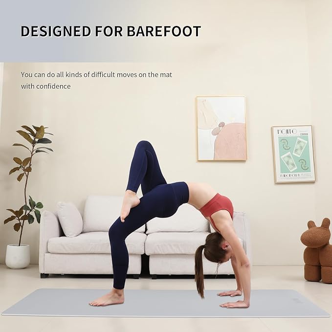 Yoga Mat Extra thick 8mm Exercise mat, Soft Lightweight TPE Fitness Mat with strap, High Elasticity, Anti-fatigue,non-slip mat for Women, Yoga, Camping, Travel, Gym & Outdoor | 72"L x 0.32"Th - Bloomnest