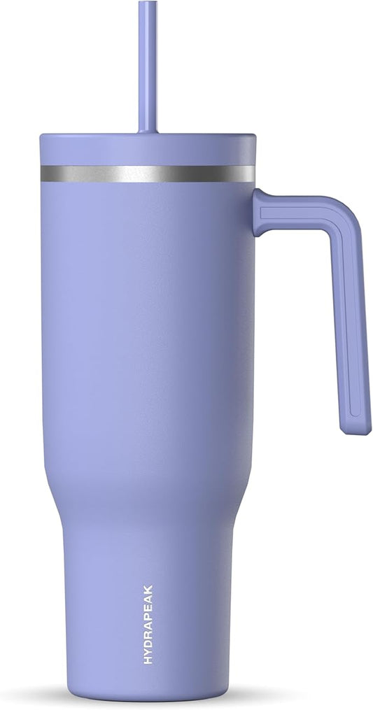Hydrapeak Voyager 40 Oz Stainless Steel Tumbler with Handle, Insulated Water Bottle With Straw & Lid, Cupholder Friendly Reusable Travel Mug (Periwinkle) - Bloomnest