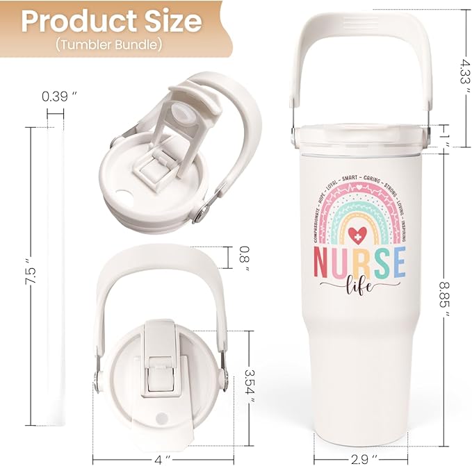 SANDJEST Nurse Gifts: 30oz Stainless Steel Tumbler with Handle & Flip Straw - Perfect for Nurse Appreciation, Birthday, Christmas, Graduation - Bloomnest