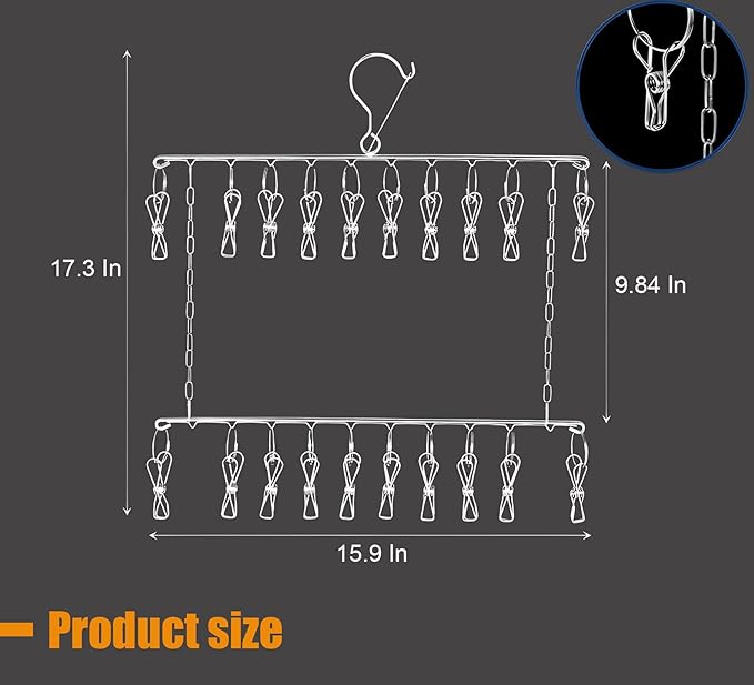 2 Pack Herb Drying Rack, Stainless Steel Herb Drying Rack Hanging with 20 Hooks, 2 Tiers Dryer Rack for Herb Macrame Flower - Bloomnest