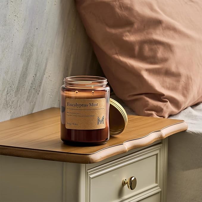 M&SENSE Eucalyptus Mint Home Scented Candle | 19.4oz, 115-Hour Burn | Natural Organic Soy Wax | Long-Lasting for Stress Relief and Gifting | for Bedroom，Relaxing SPA，Office - Bloomnest