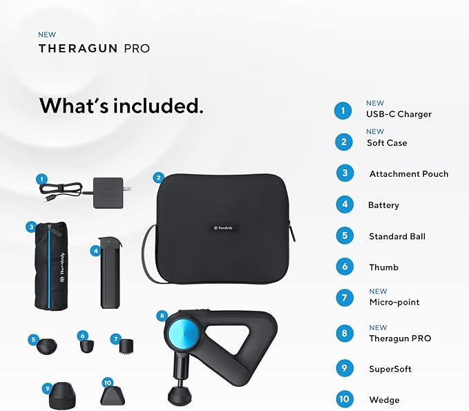 TheraGun Pro Handheld Deep Tissue Massage Gun - Bluetooth Enabled Percussion Massage Gun & Personal Massager for Pain Relief & Circulation in Neck, Back, Leg, Shoulder and Body (Black - 5th Gen) - Bloomnest