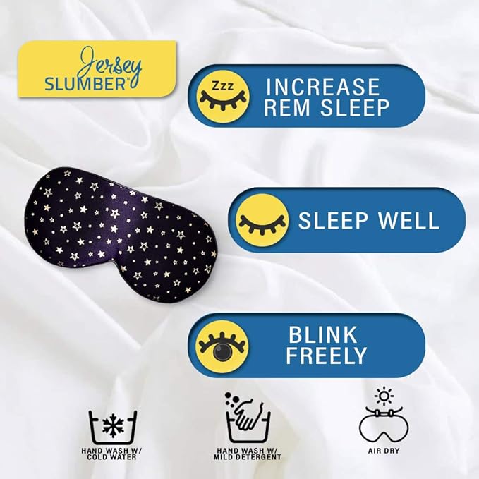 Silk Sleep Eye Mask for Men Women, Comfortable Super Soft Eye Mask with Adjustable Strap, 100% Pure Silk, Works with Every Nap Position, Ultimate Sleeping Aid Blindfold, Blocks Light, Jersey Slumber - Bloomnest
