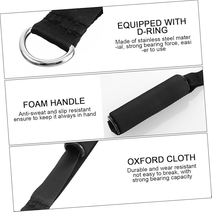 Garneck 4pcs Resistance Band Handles Plastic D Ring Exercise Strap Foam Handle Band Fitness Equipment for Home Gym Overhead Strength Training Stretching Black - Bloomnest