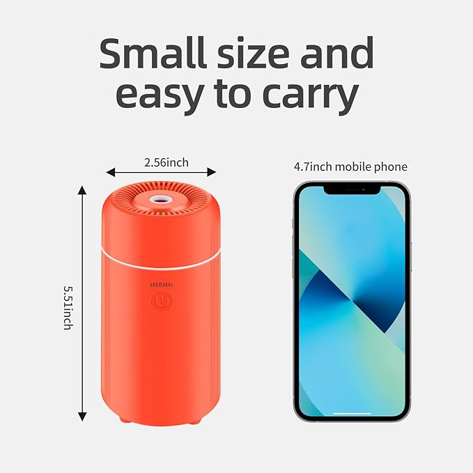 100ML Car Essential Oil Diffuser, Mini Air Humidifier with 7-LED Color Changing, Suitable for Car (Orange) - Bloomnest