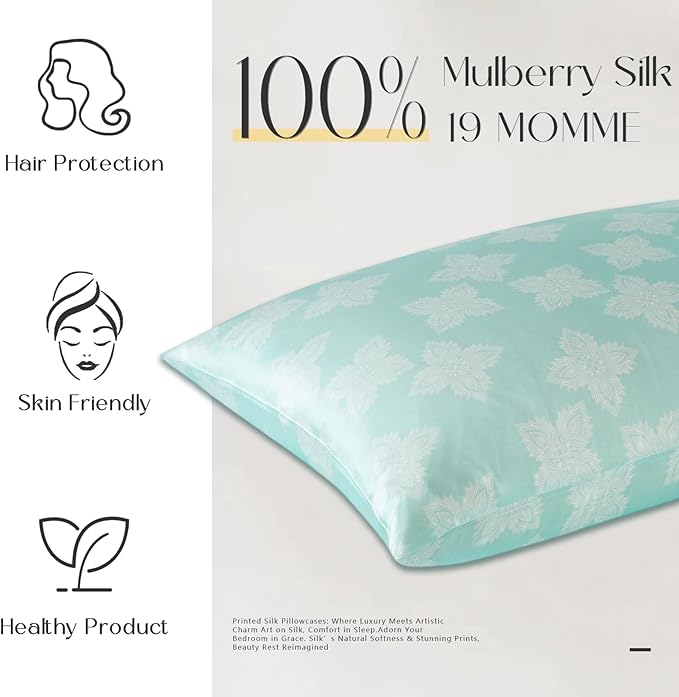 ZIMASILK 100% Pure Mulberry Silk Pillowcase for Hair and Skin Health, Soft and Smooth, Both Sides Premium Grade 6A Silk, 600 Thread Count, with Hidden Zipper, 1pc (Standard 20"x26", Mint Green) - Bloomnest