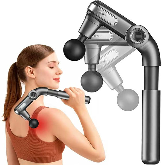 Foldable Massage Gun Deep Tissue with Retractable Handle，Back and Neck Massager for Pain Relief，Handheld Massager for Shoulder Lower Leg Waist– Perfect Gifts for Women, Father, Mother, Friends - Bloomnest