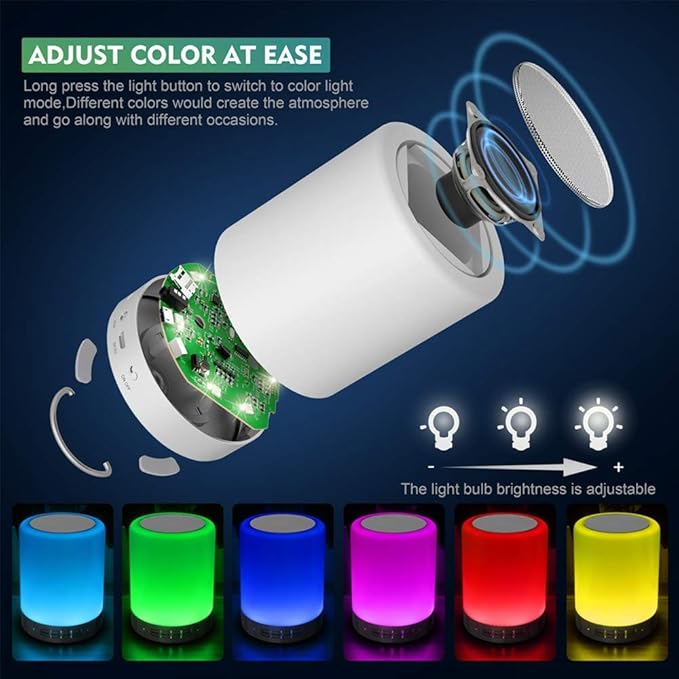 Elecstars Touch Bedside Lamp - with Bluetooth Speaker, Dimmable Color Night Light, Outdoor Table Lamp with Smart Touch Control, Best Gift for Men Women Teens Kids Children Sleeping Aid - Bloomnest