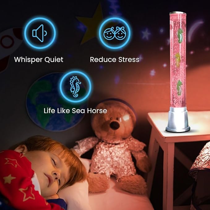 Shop LC Seahorse Bubble Lights Lamp with 6LED Automatic Color Changing Night Light with Moving Fake Fish Tank Tower Sensory Tubes Fish Lamp for Home Decorations Christmas Gifts 1.9FT - Bloomnest