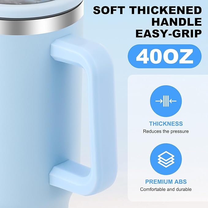 40 oz Tumbler with Handle and Flip Straw Lid, Vacuum Insulated Leak Proof Double Walled Stainless Steel Travel Mug Tumblers, Maintains Cold Ice and Heat for Hours(Blue) - Bloomnest