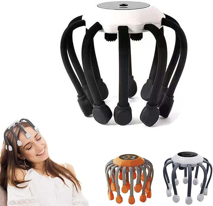 Head Massager, Electric Scalp Massager,Octopus Head Massagers Scalp,Electric Scalps Massagers with 10 Vibrating Points, 5 Modes and Smart Timing, Relieves Scalps Pressure RJSQAQE