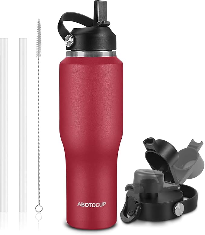 32oz Insulated Water Bottle Keep Cold 24h&Hot 12h, Double Wall Vacuum Insulated Water Bottles with Straw/Spout Lid, Stainless Steel Water Bottles that Fit in Any Car Cup Holder, Leak-proof - Bloomnest