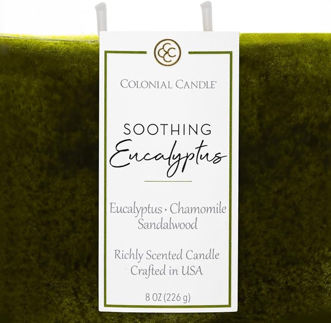 Colonial Candle Soothing Eucalyptus Scented Candle Jar, Highly Fragranced Candles for Home Scented, Mottled Wax Candle, 2 Wick, 8 oz - Made in The USA - Bloomnest